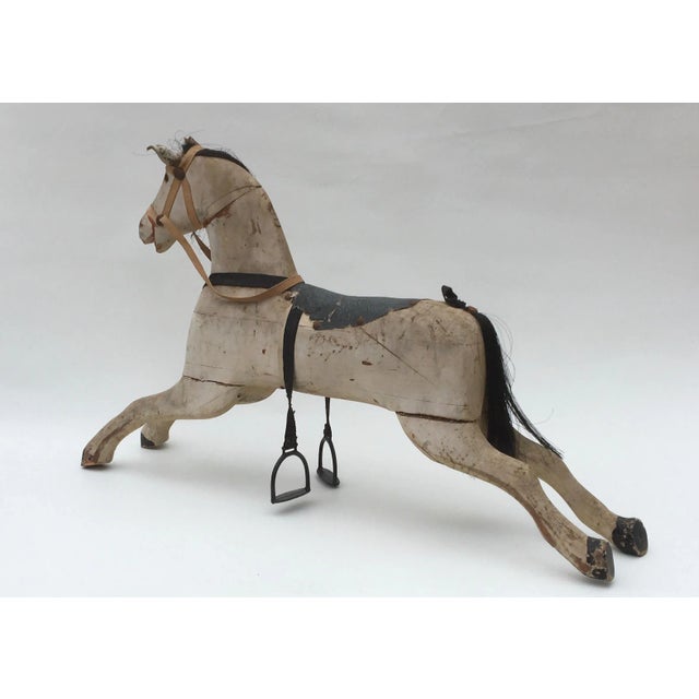 19th Century C 1900 Antique Wooden Dapple Gray Painted Hobby Horse For Sale - Image 5 of 13