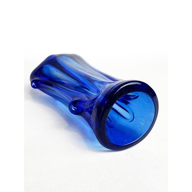 Italian Hand-Blown Cobalt Blue Murano Art Glass Vase, 1960 For Sale - Image 6 of 13