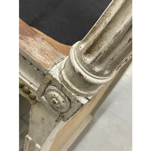 Late 18th Century Late 18th Century Louis XVI Signed Nicolas-Denis Delaisement Painted Fauteuil For Sale - Image 5 of 12