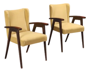Vintage Armchairs in Wood, Foam & Fabric, Italy, 1960s
