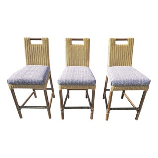 Three McGuire Furniture Thomas Pheasant Counter Stools For Sale