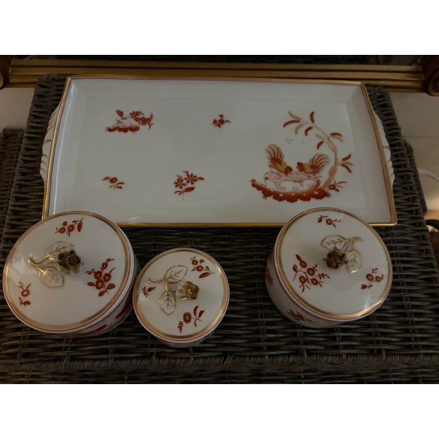 Richard Ginori SIENA RUST Vanity Set (1) 13.5” Tray (2) 3”D Jars & (1) 2.5” Jar. FLAWLESS CONDITION