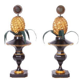 Pair of Vintage Italian Tole Pineapples For Sale