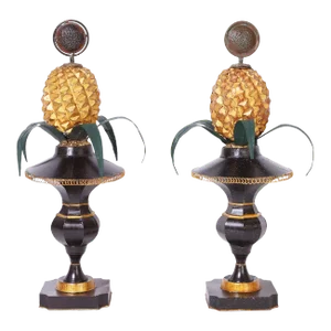 Pair of Vintage Italian Tole Pineapples