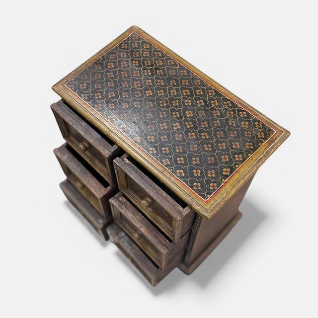 Wood Mini Mid-20th Century Folk Art Hand-Painted Chest of Drawers For Sale - Image 7 of 10
