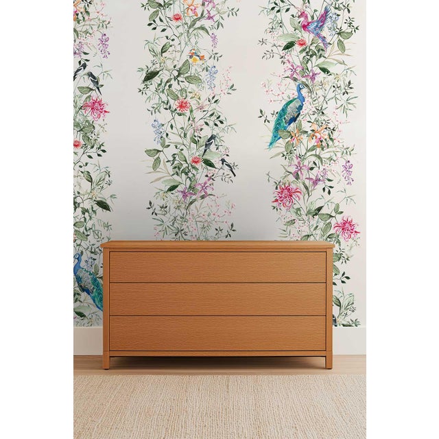 Not Yet Made - Made To Order Mahjong Floral Stripe Grasscloth Wallpaper by House Party | Soap White | 6 Yards For Sale - Image 5 of 7
