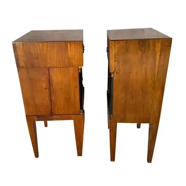 19th Century Assembled Pair of 19th Century Italian Neoclassical Walnut Bedside Cabinets For Sale - Image 5 of 9