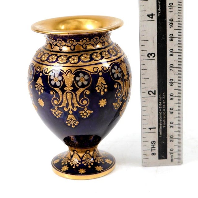 Antique Coalport Jewelled Cobalt Blue Porcelain Baluster Vase, 1880 For Sale - Image 13 of 14