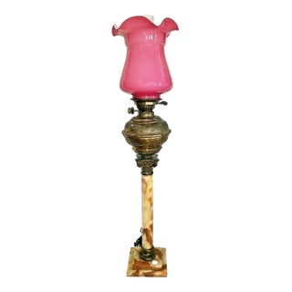 Onyx and Dore' Electrified Oil Lamp by Hinck's of London For Sale