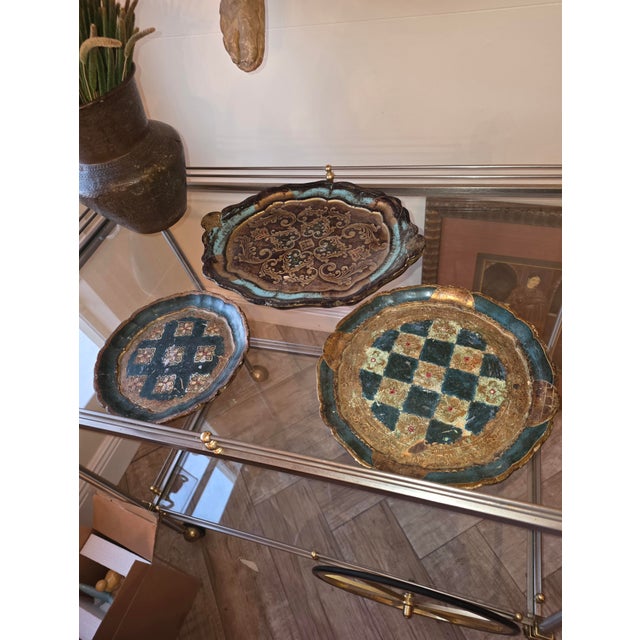 Three Small Vintage Florentine Trays For Sale - Image 14 of 16