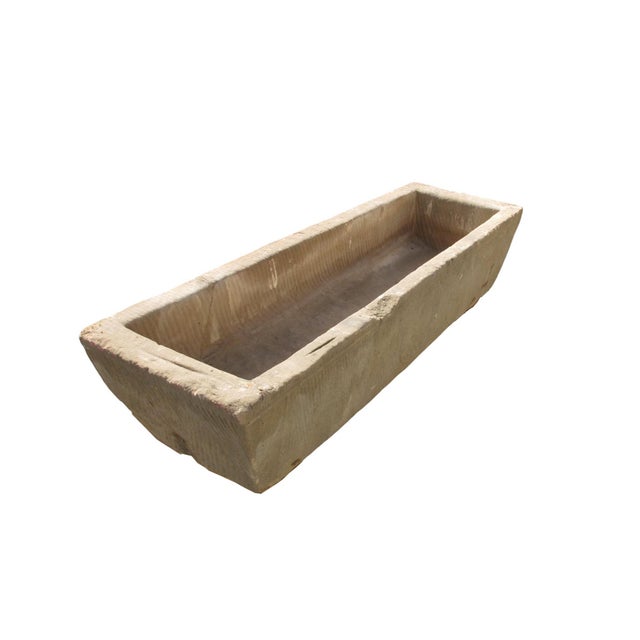 Stone 74" Inch Long Hand Chiseled Stone Trough 62 For Sale - Image 7 of 12