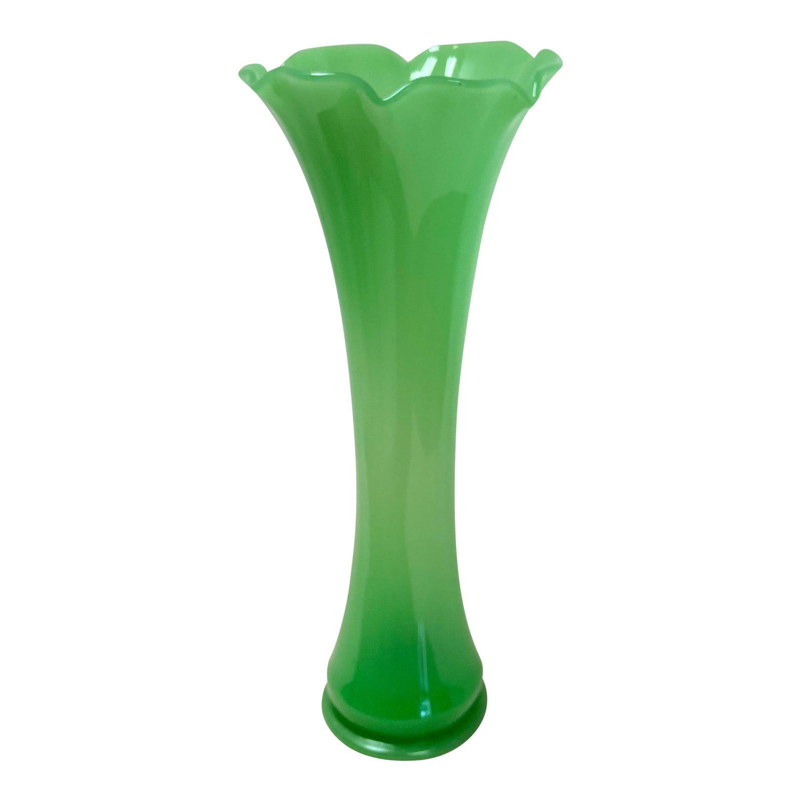 Vintage Fenton Glass Jadeite Tall Swung Vase Chairish