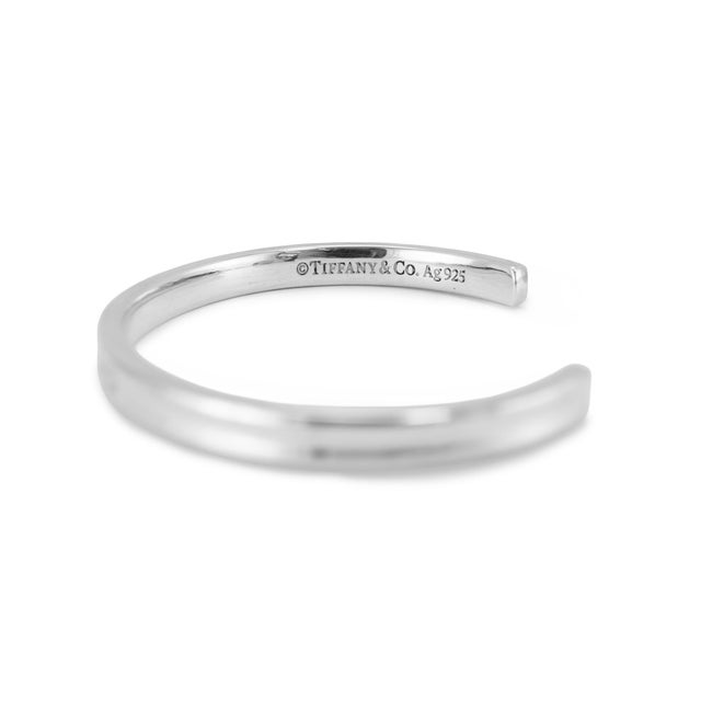 Early 21st Century Tiffany & Co. Tiffany 1837 Narrow 925 Silver Medium Cuff Bangle Bracelet For Sale - Image 5 of 9