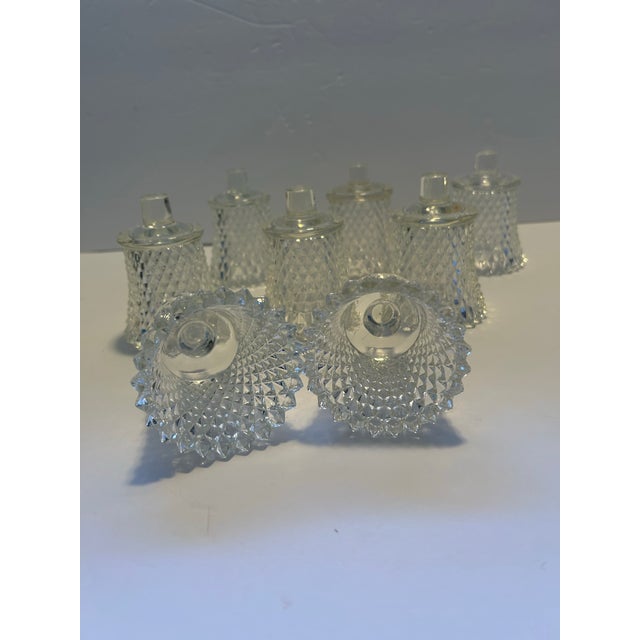 1970s 1970s Clear Diamond Point Peg Votive Candle Holders-Set of 8 For Sale - Image 5 of 12
