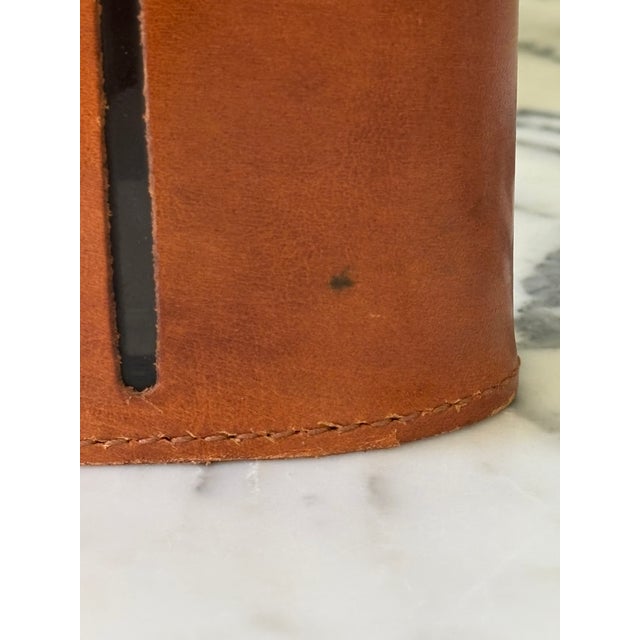 Vintage English Cognac Leather & Glass Hip Flask With Dinking Cup For Sale - Image 11 of 11