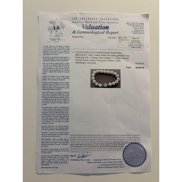 14ct White Gold South Sea Cultured Pearl Knotted Bracelet For Sale - Image 6 of 6