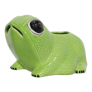 Large Vintage Green Hobnail Frog Planter in the Style of Jean Roger For Sale