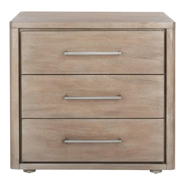 Rosey 3 Drawer Wood Nightstand - Light Brown For Sale