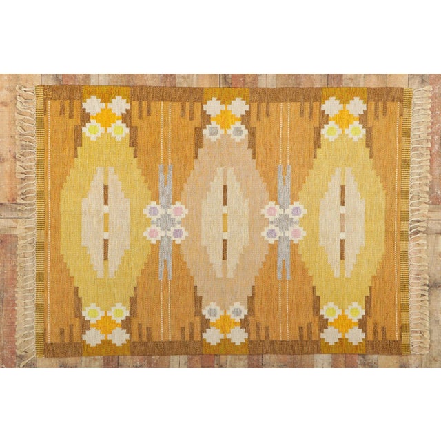 Orange Ingegerd Silow Swedish Rollakan Rug Örbyhus Gul - 05'06 X 07'09 For Sale - Image 8 of 10