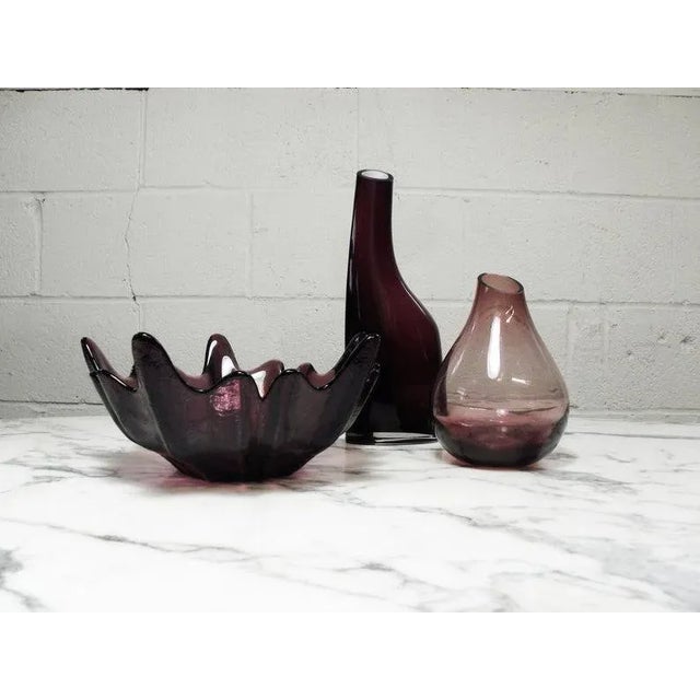 Vintage Purple Art Glass Vases - Set of 3 For Sale - Image 4 of 6