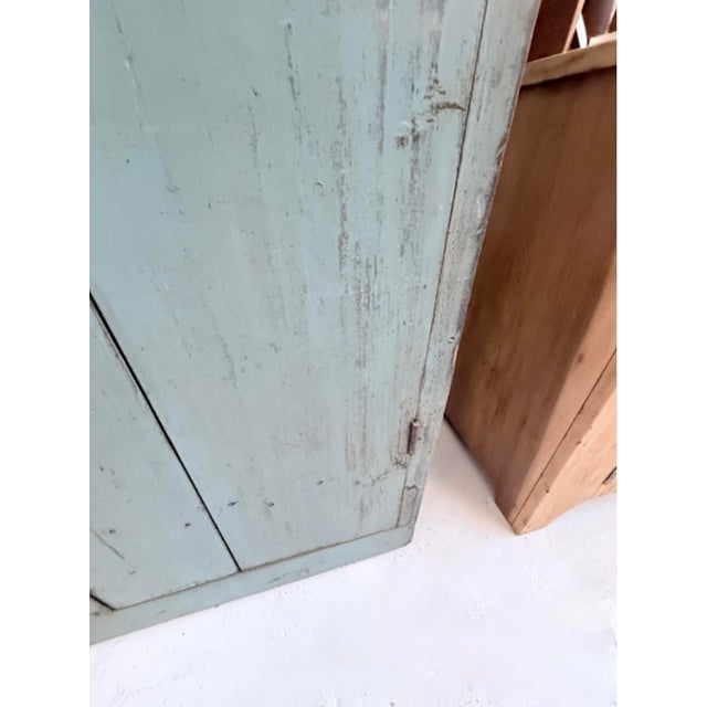 Baby Blue Mid 19th Century Antique Pine Hutch With Original Paint For Sale - Image 8 of 11