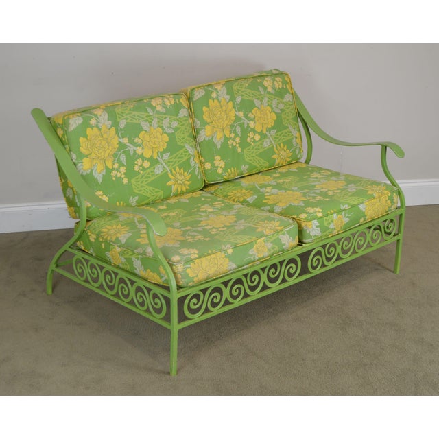 Hollywood Regency Mid Century Lime Green Cast Aluminum Patio Settee Chairish