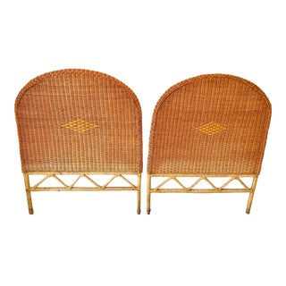 Vintage Wicker Twin Headboards-A Pair For Sale