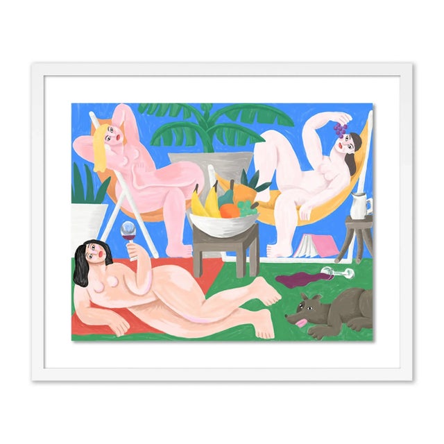 Postmodern Le Pique Nique by Cedric Pierre-Bez, Art Print in White Frame, Small For Sale - Image 3 of 3