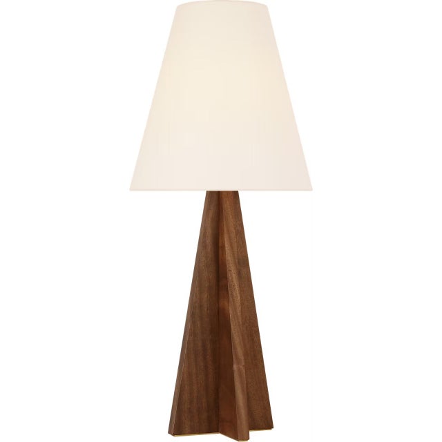Modern Kelly Wearstler by Visual Comfort Signature Crue 34" Table Lamp in Natural Walnut with Linen Shade For Sale - Image 3 of 3