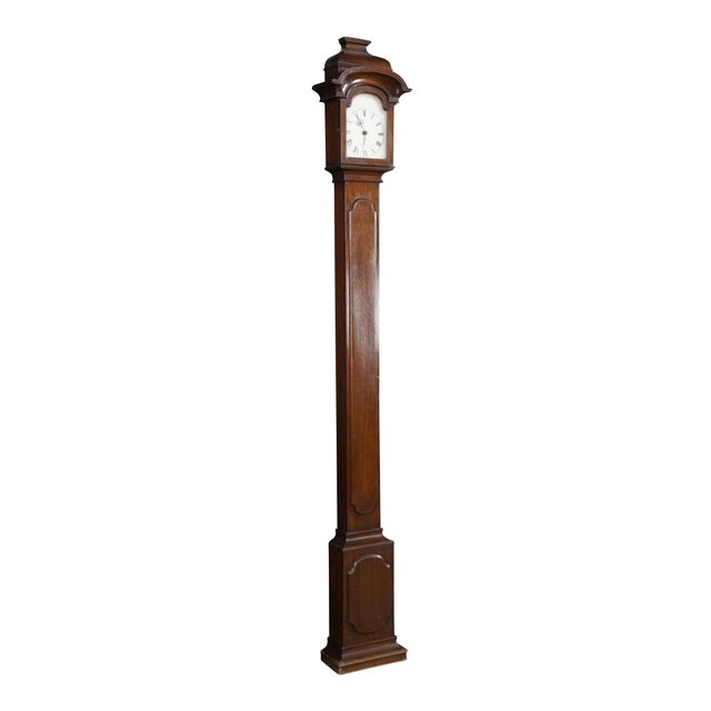 Chippendale Vintage Chapman Federal Revival Mahogany Longcase Grandfather Case Clock Spain For Sale - Image 3 of 18