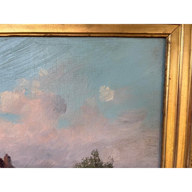 Th Linsyer, Lively Landscape by a River, 1890s-1910s, Oil on Canvas, Framed For Sale - Image 5 of 17