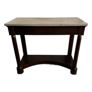 19th Century French Empire Mahogany Console Table | Marble Top | 40.5” For Sale