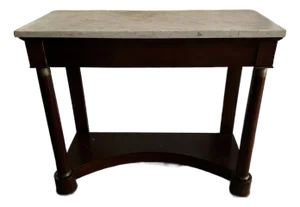 19th Century French Empire Mahogany Console Table | Marble Top | 40.5”