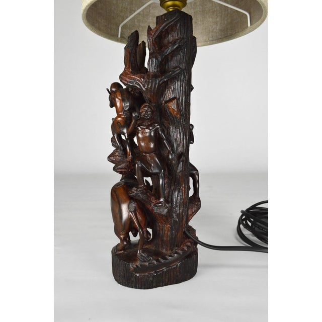Carved Ebony Table Lamp, 1950s For Sale - Image 6 of 18