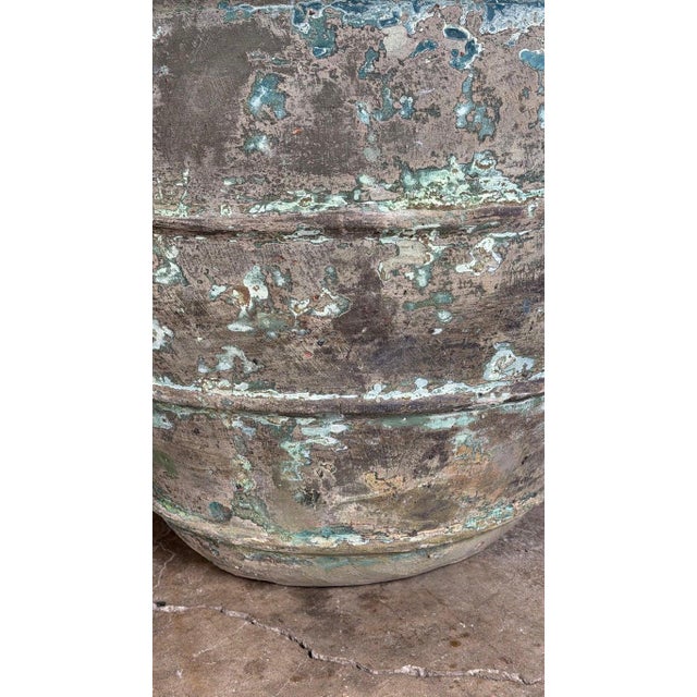 Late 19th Century Mediterranean Barreal Jars - Verdigris Patinated Terracotta Olive Vassels For Sale - Image 5 of 17