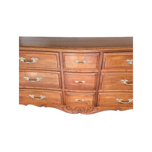 Wood 1990s Ethan Allen Legacy Maple 9 Drawer Triple Dresser French Country Chest Sideboard For Sale - Image 7 of 18