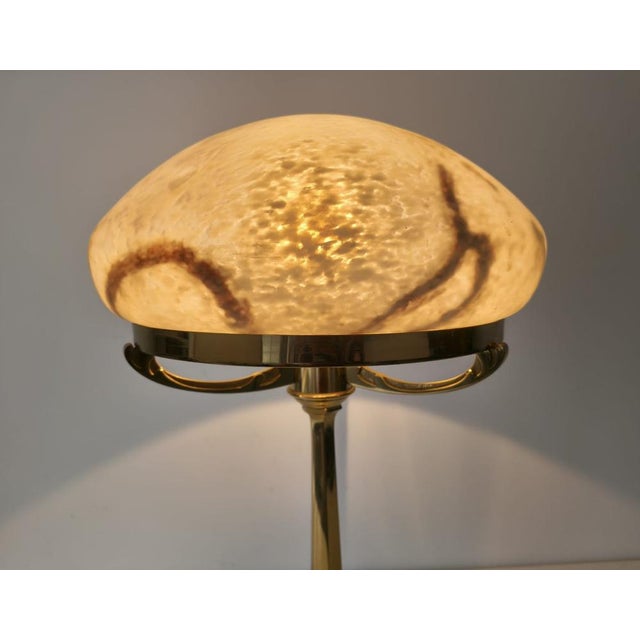 Large Postmodern Brass and Marbled Glass Table Lamp, 1960s For Sale - Image 15 of 18