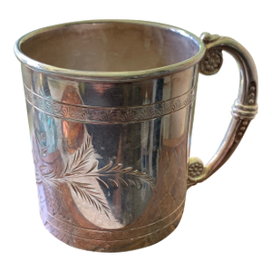 Antique Engraved Aesthetic Movement Silver Plate Cup