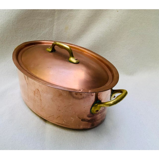 Vintage Mauviel Copper Oval Roasting Pan With Domed Lid - French Cookware C. 1950 For Sale - Image 17 of 18