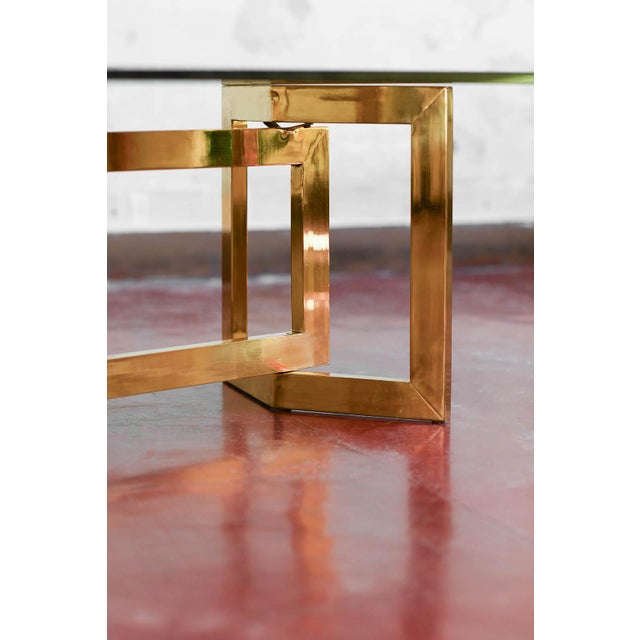 Coffee Table in Brass and Smoked Glass, 1970s For Sale - Image 6 of 7