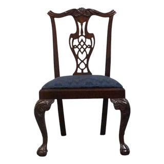 High End Vintage Solid Mahogany Traditional Chippendale Style Dining Side Chair 102488 For Sale