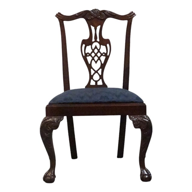 High End Vintage Solid Mahogany Traditional Chippendale Style Dining Side Chair 102488 For Sale