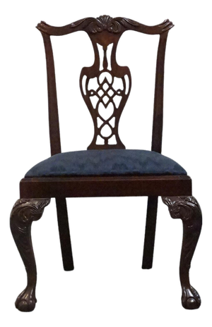 High End Vintage Solid Mahogany Traditional Chippendale Style Dining Side Chair 102488
