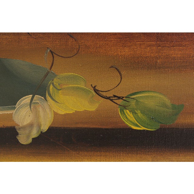 1960s Stunning Artist Signed Still Life Oil Painting on Canvas For Sale - Image 5 of 17