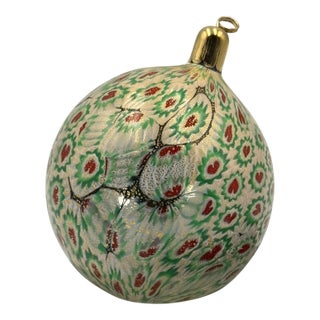 Hand-Painted Glass Christmas Ornament – 3" Round (One-of-a-Kind) For Sale