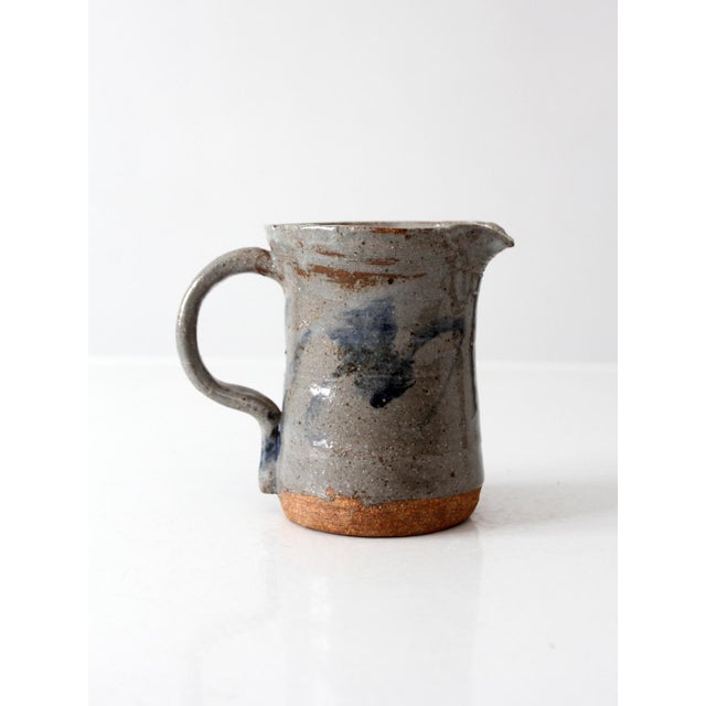 Gray Vintage Handmade Studio Pottery Pitcher For Sale - Image 8 of 11