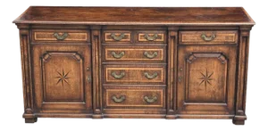 Antique Georgian Oak and Burr Elm Marquetry Dresser Base, C1820