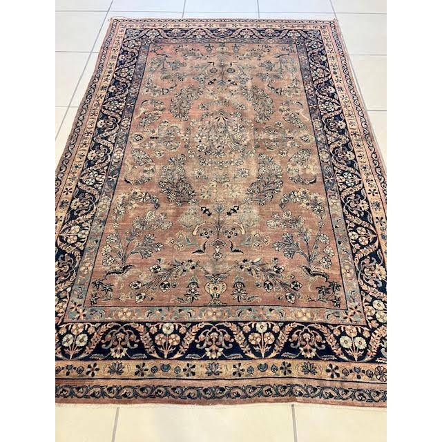 Wool pile genuine hand made antique Persian Lavar Kerman -