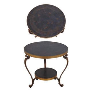 Round French Empire Etched Bronze Top Gueridon Lamp Table For Sale