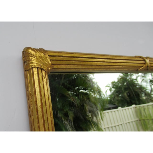 Wood Vintage Hollywood Regency Carved Wood, Gilded Gold Leaf Overlay Wall or Pier Mirror Mitered Corners For Sale - Image 7 of 12